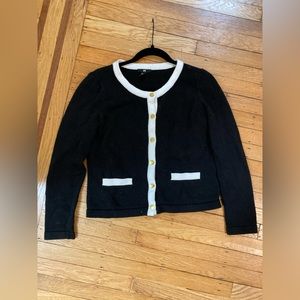 H&M Black and White Cardigan with Gold Buttons, size US small